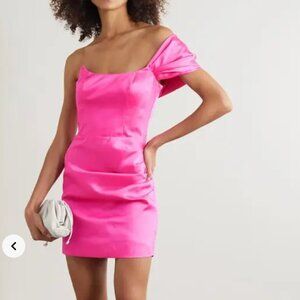 De La Vali's 'Suki' dress Hot Pink Satin One Shoulder